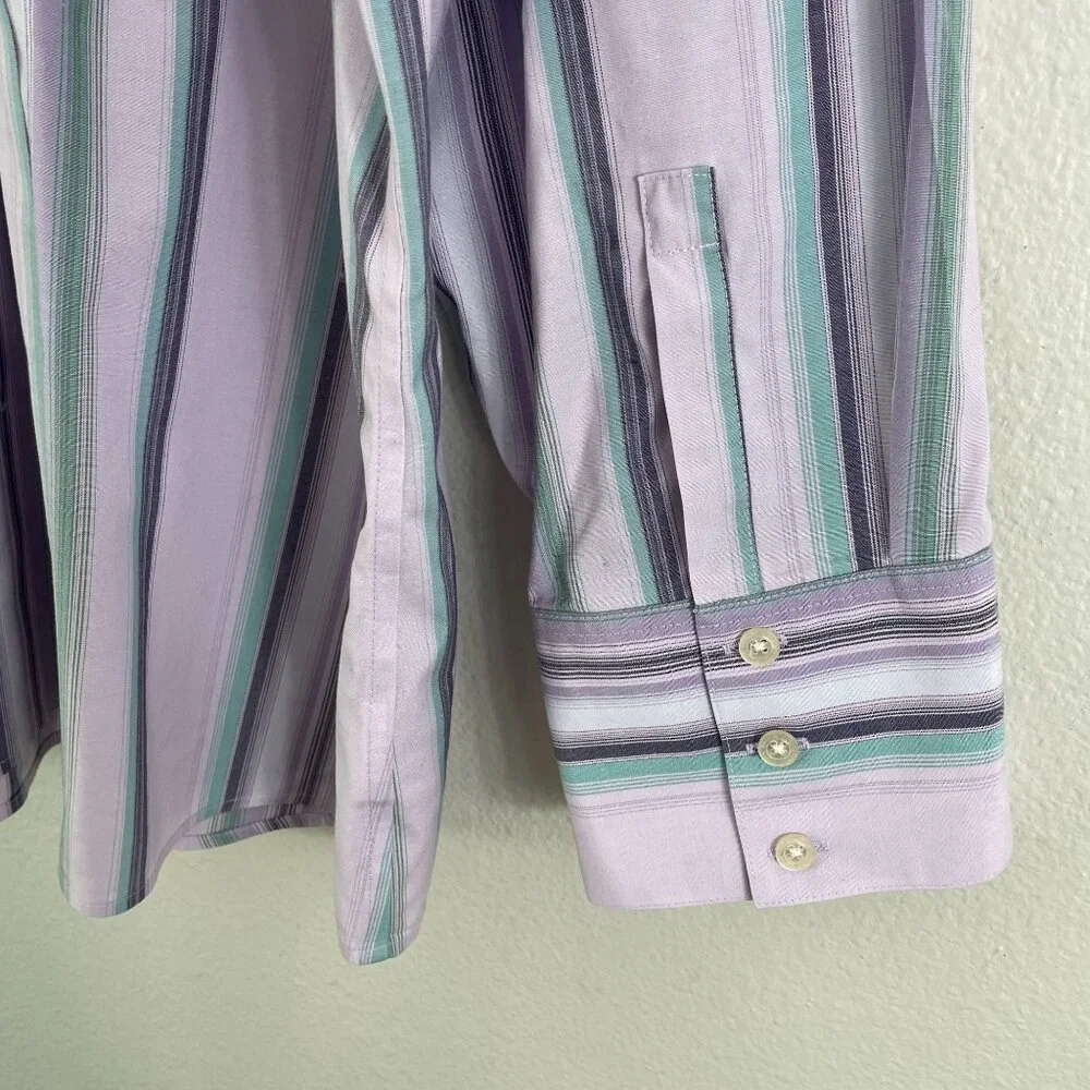 Eddie Bauer Womens Plus 4X Wrinkle Resistant Button Up Shirt Striped Long Sleeve - Picture 8 of 8